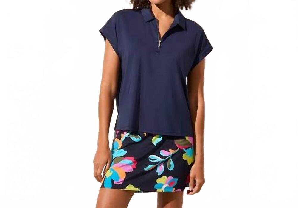 NEW TRIBAL women's dolman polo top in jet blue